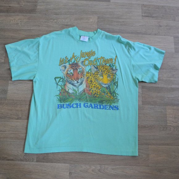 Vintage Busch Gardens It's A Jungle Out There T-shirt Short Sleeve Size XL - Picture 1 of 5